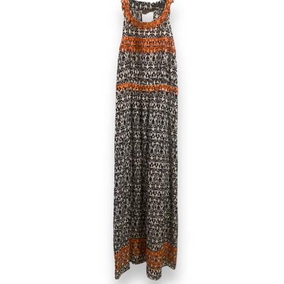 THML Dresses & Skirts - THML Jameson Embroidered Boho Chic Ikat Halter Sleeveless Maxi Dress